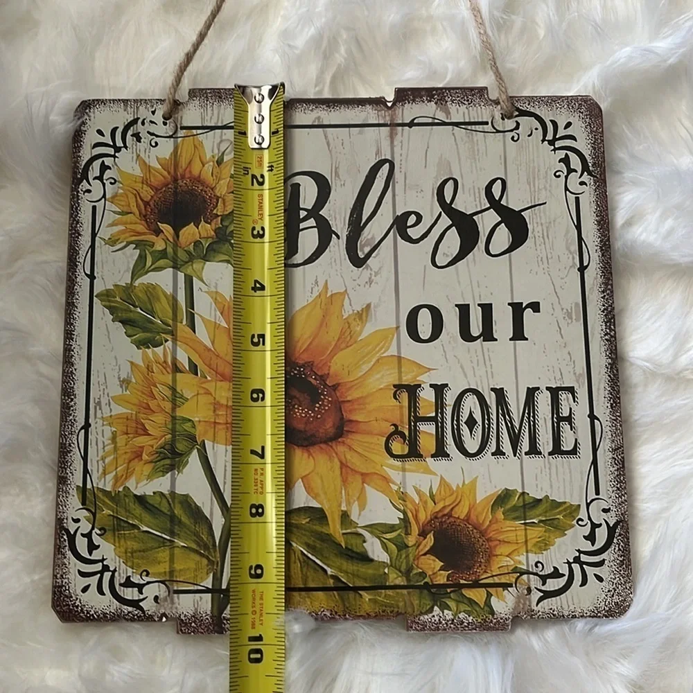 🆕 Bless Our Home Wall Decor Hanging Sign Sunflowers
